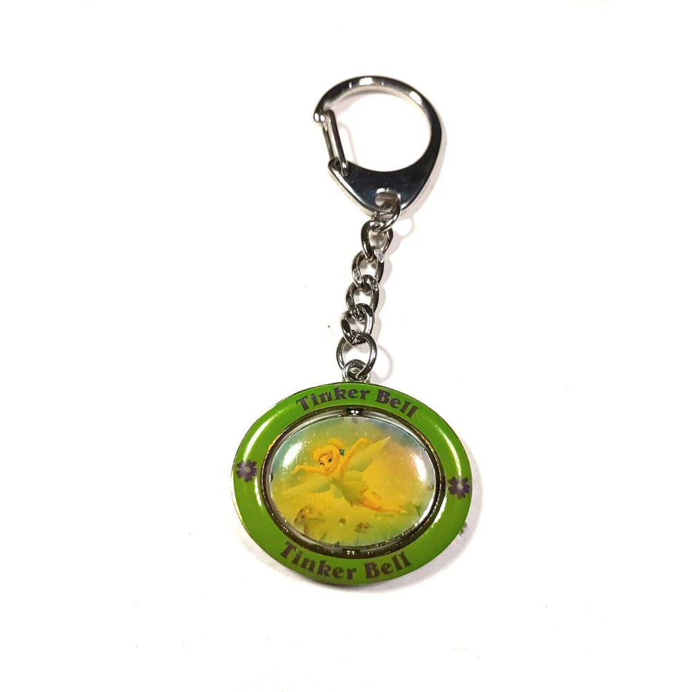 Tinker Bell Spinner Keychain Green Yellow Luggage Purse Clip Green